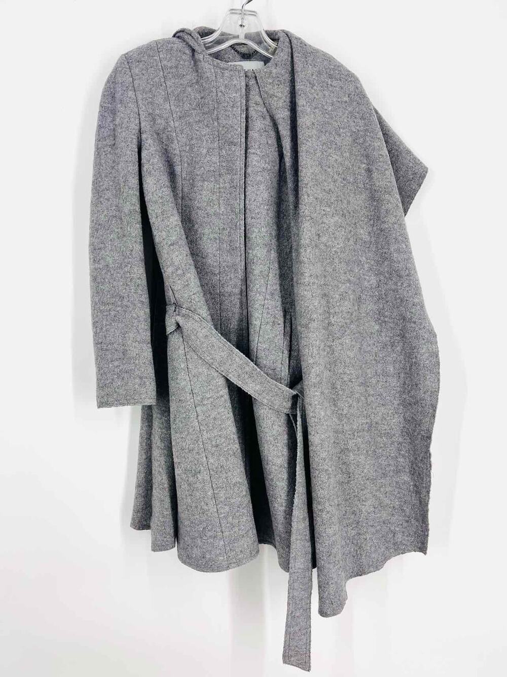 Cole Haan Size 4 Gray Belted Wool Blend Coats Coat